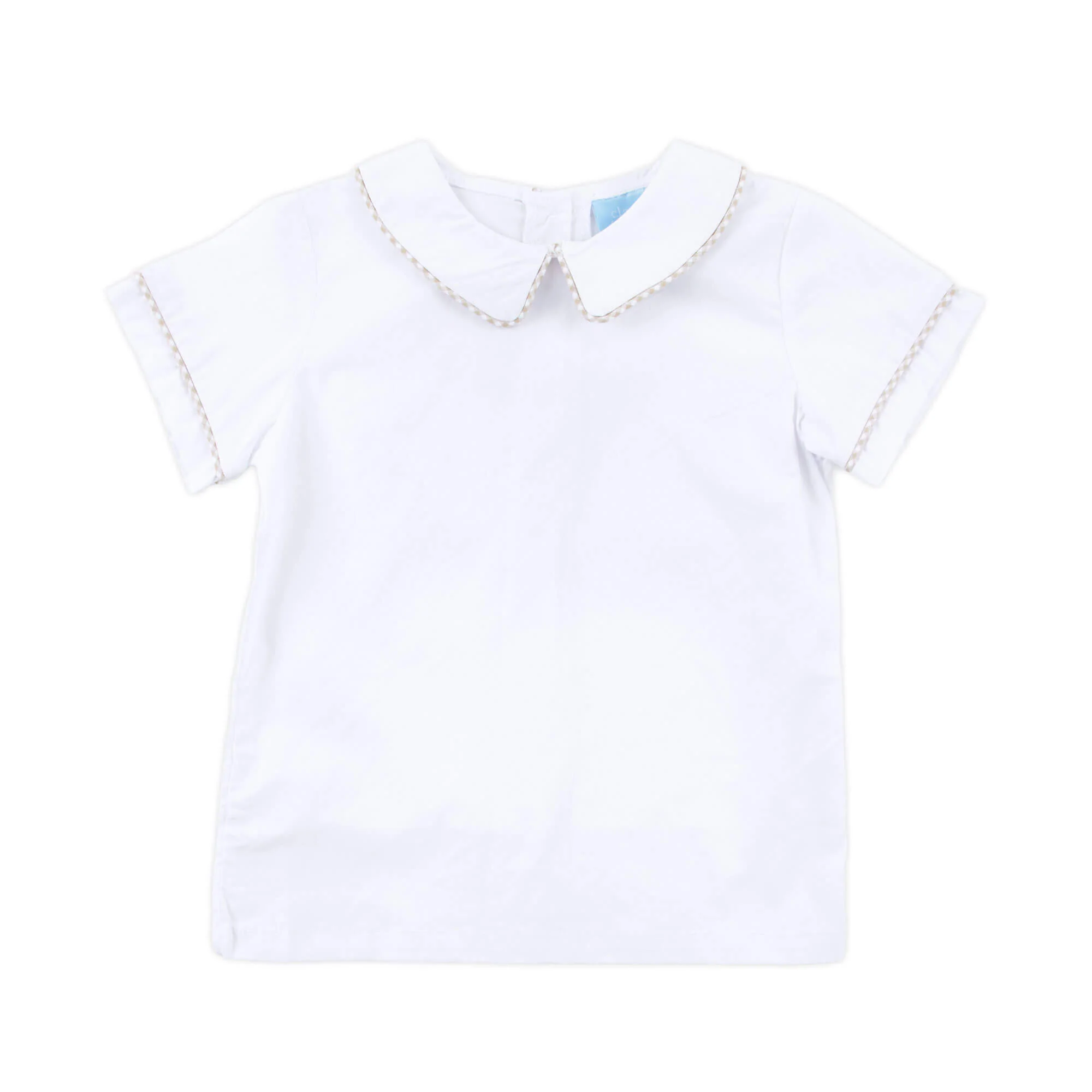 White Short Sleeve Undershirt With Tan Trim - Image 3