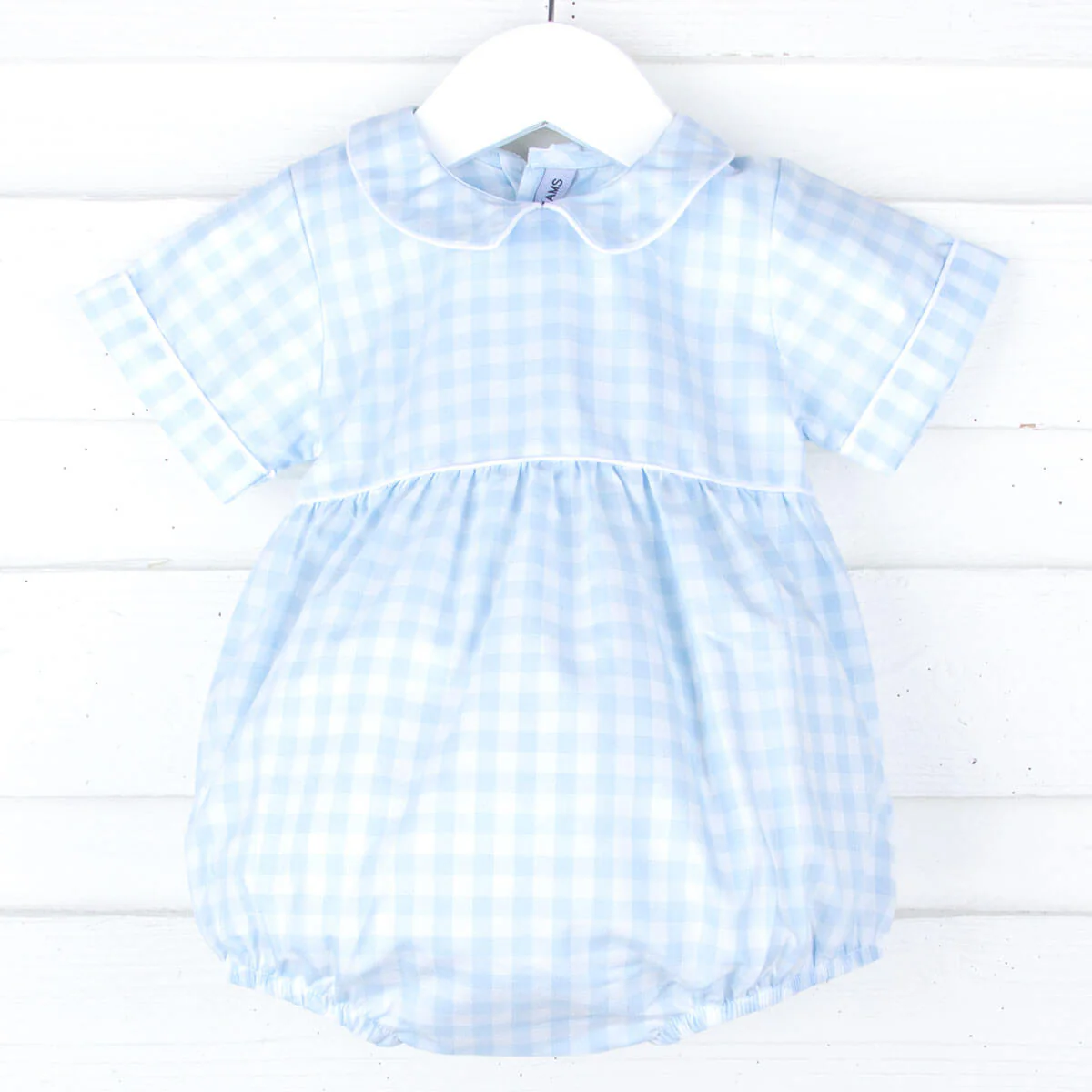 Light Blue Gingham Collared Bubble - Image 2