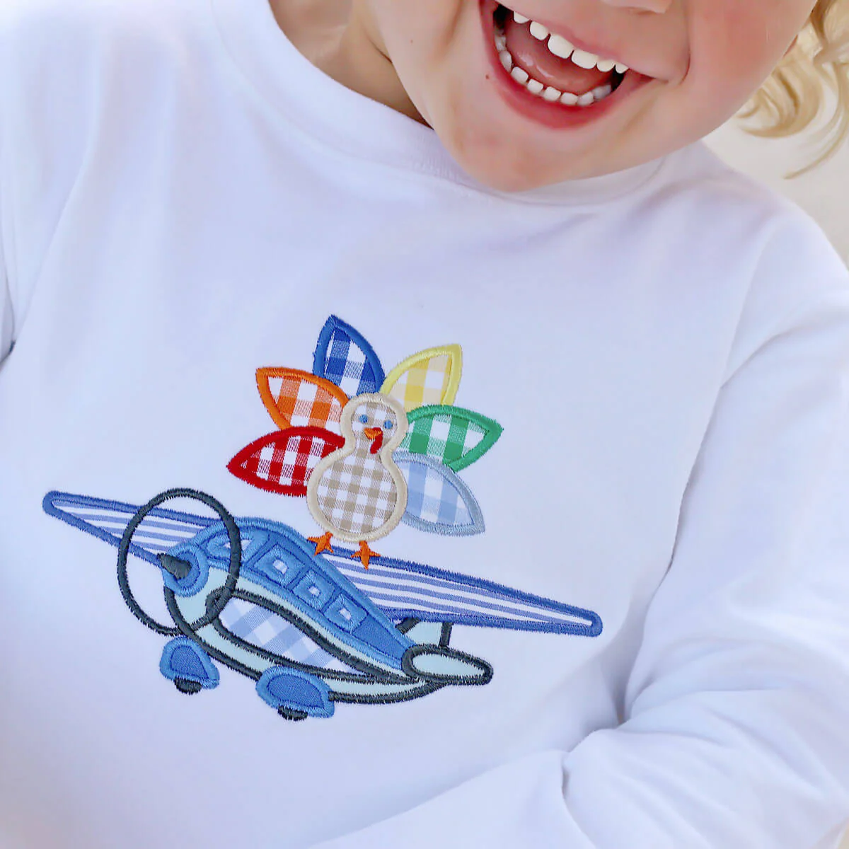 Turkey Airplane Long Sleeve White Shirt - Image 2