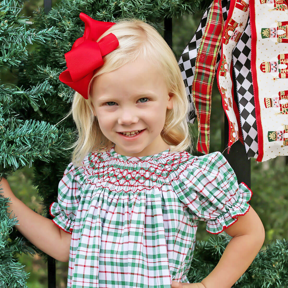 Windsor Plaid Smocked Bishop Dress - Image 2