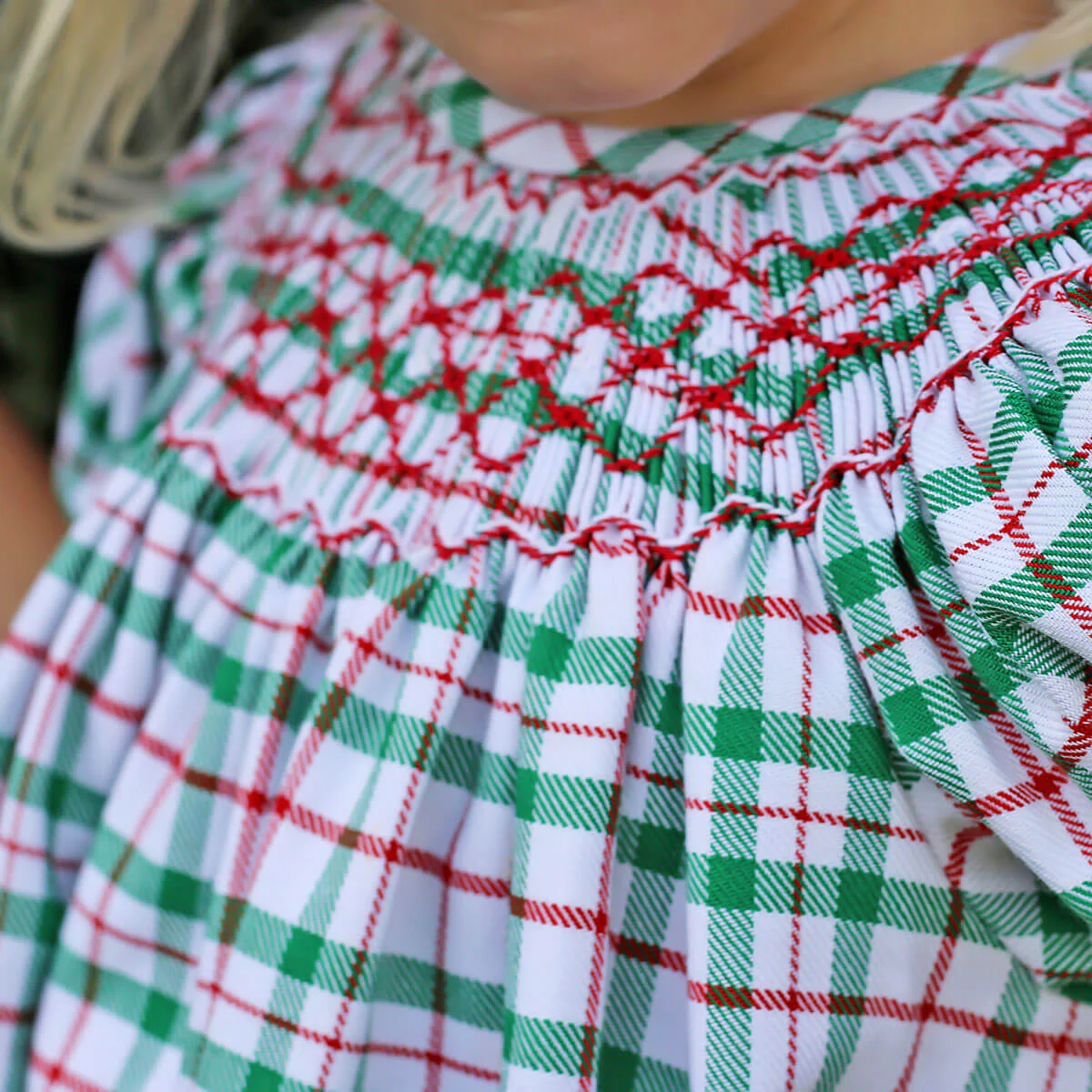 Windsor Plaid Smocked Bishop Dress - Image 4