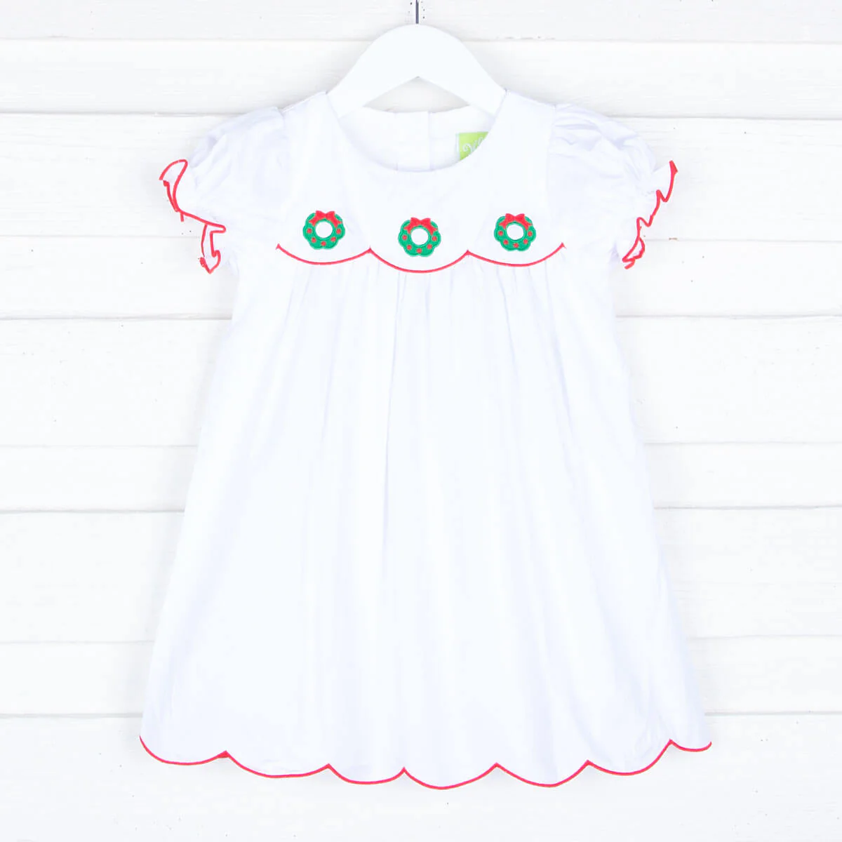 Christmas Wreath White Amelia Dress - Image 3