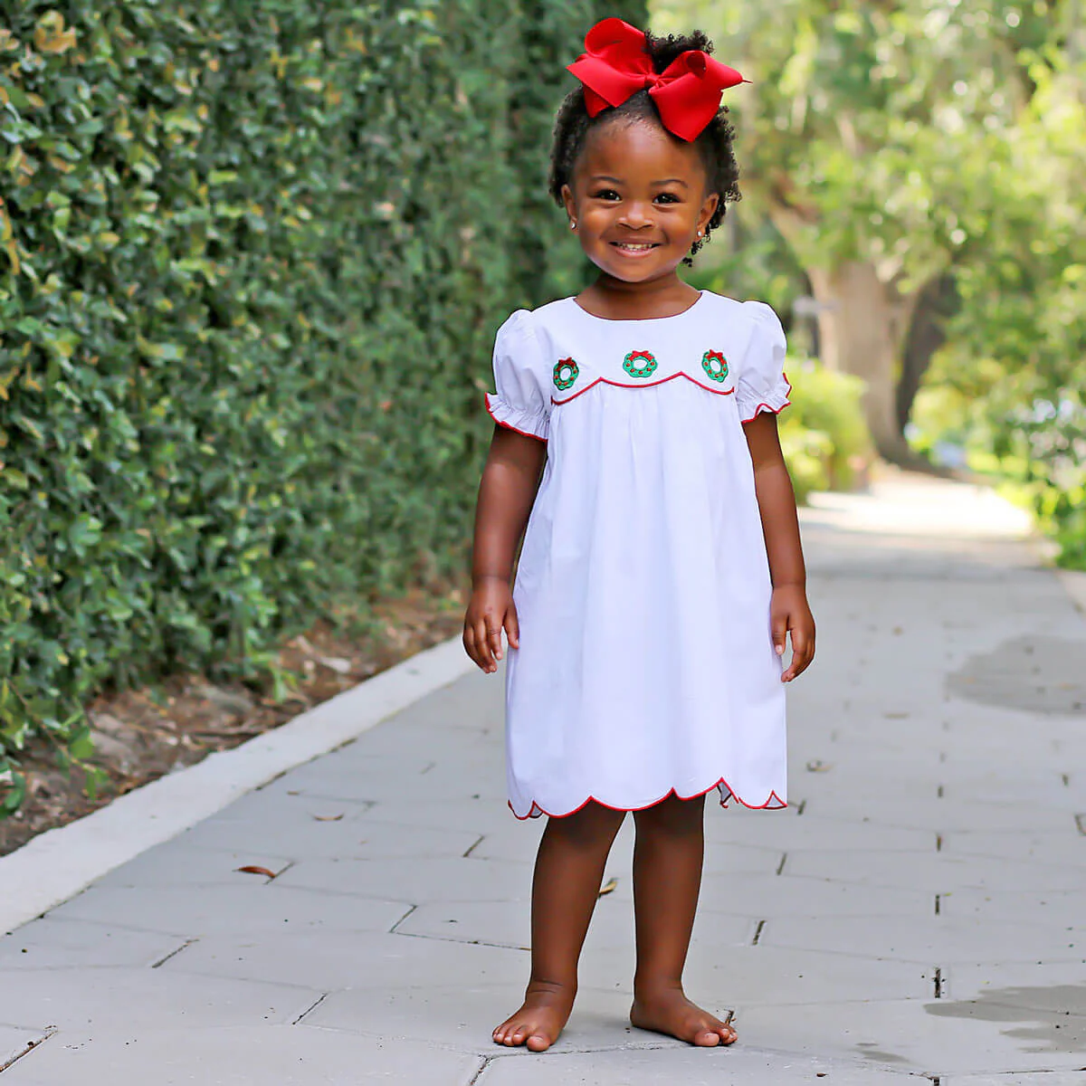 Christmas Wreath White Amelia Dress - Image 4