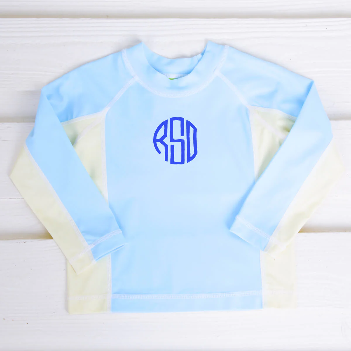 Yellow and Blue Long Sleeve Rash Guard - Image 2