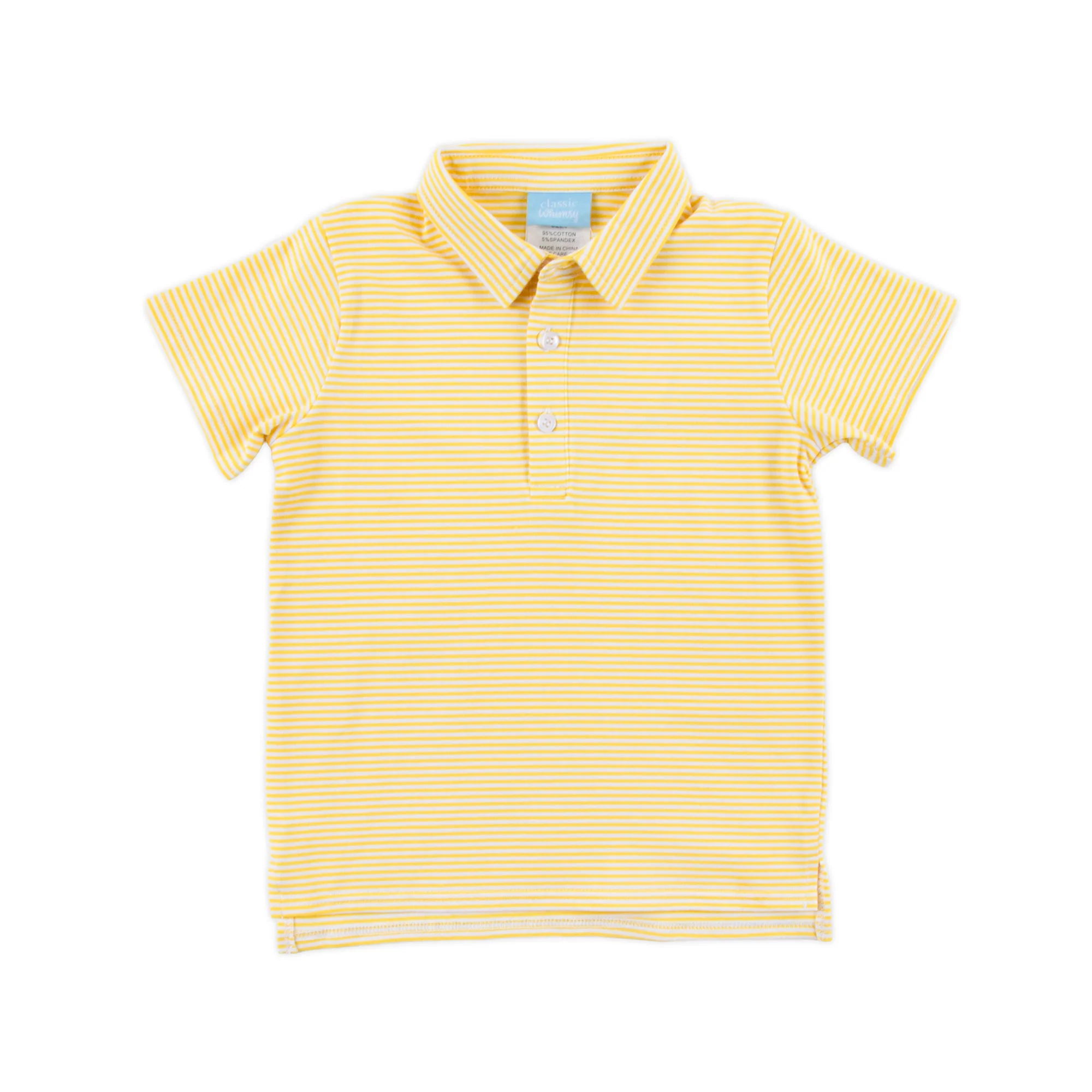 Yellow Stripe Knit Short Sleeve Polo - Image 4